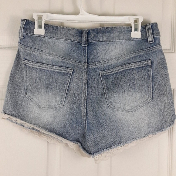 Mossimo High Rise Lace Trim Jean Shorts Daisy Duke - Picture 5 of 5